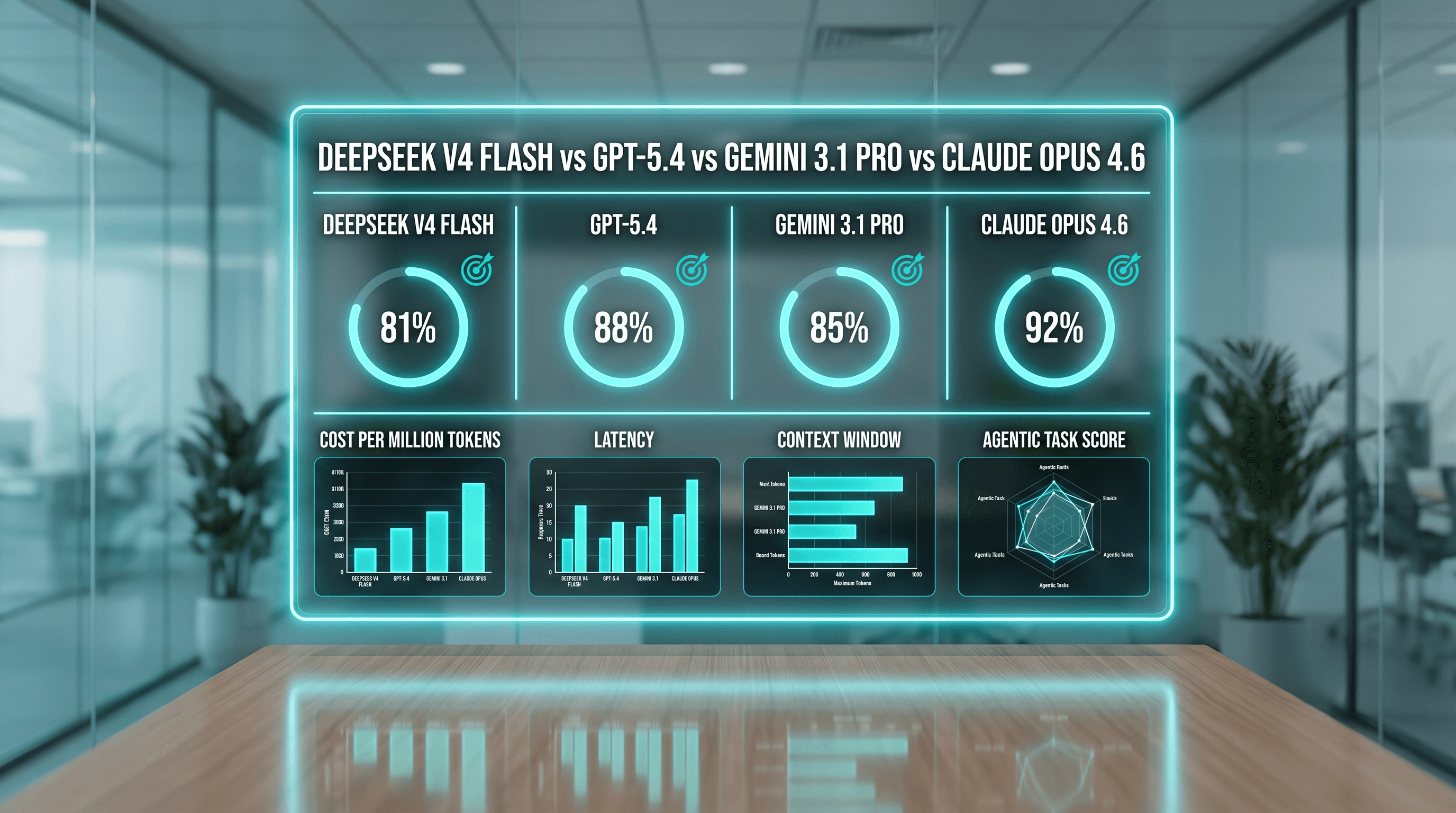 Best AI Coding Model for Agents: DeepSeek V4 Flash vs GPT-5.4 vs Gemini 3.1 Pro vs Claude Opus 4.6 illustration