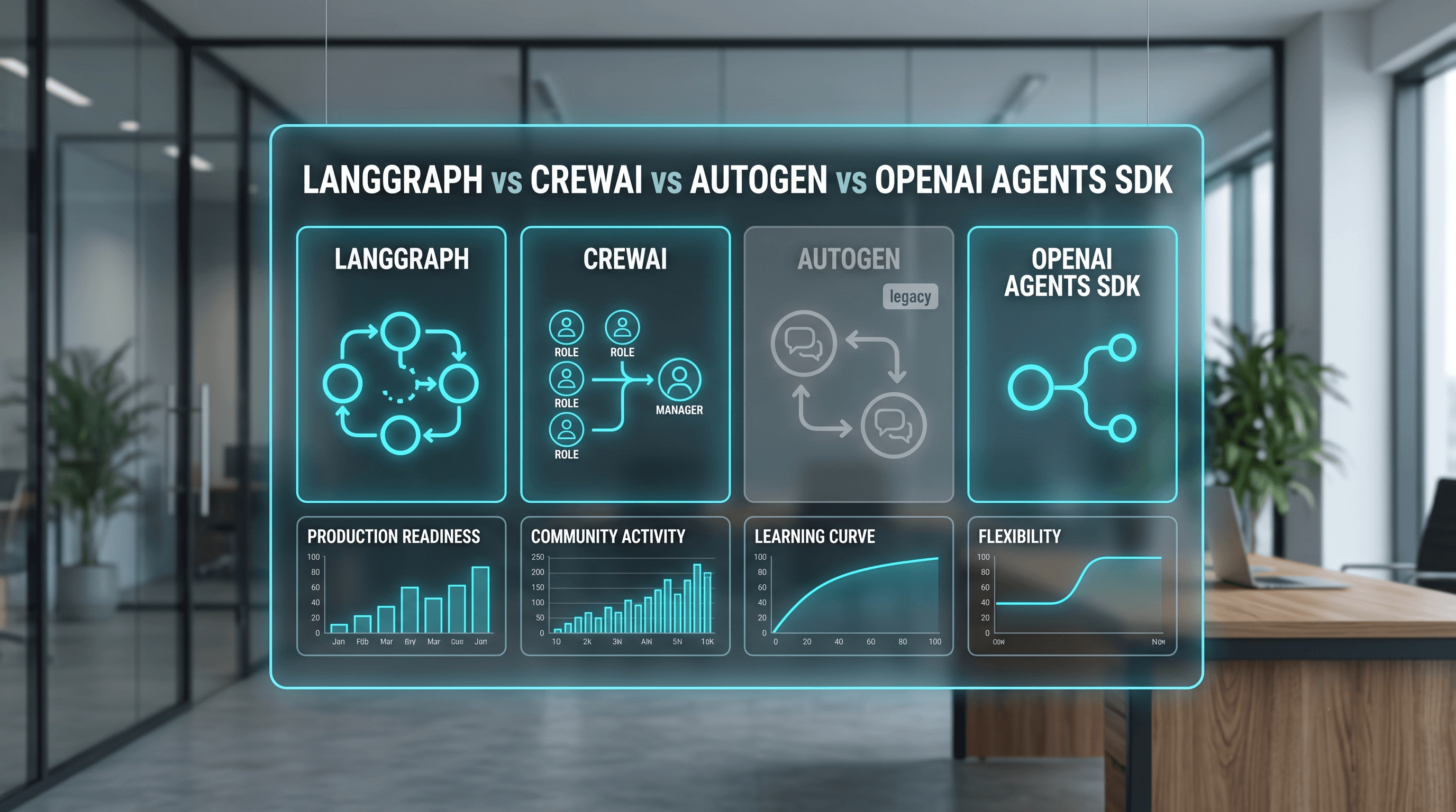 LangGraph vs CrewAI vs AutoGen vs OpenAI Agents SDK illustration